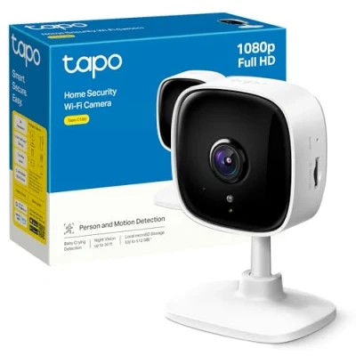 Imagen de TP Link TAPO 1080P Cámara Vigilancia WiFi Interior,para Bebés y Mascotas, Visión Nocturna, Detección de Movimiento, Audio Bidireccional, Almacenamiento SD, Compatible con Alexa, Color Blanco