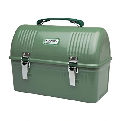 Imagen de Stanley Classic Lunch Box 9.5L Hammertone Green Fiambrera de acero inoxidable con asa Recipiente para alimentos sin BPA Puede almacenar un termo o una taza viaje