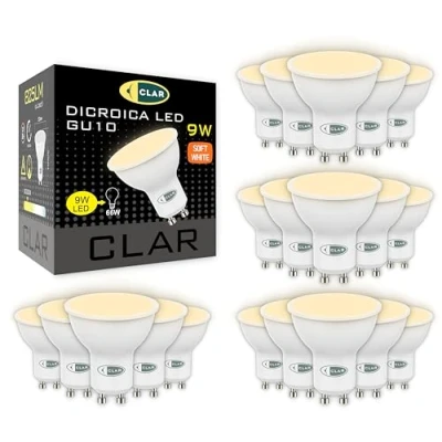 Imagen de CLAR GU10 3000K, LED, Bombilla LED GU10, Ojos de Buey Bombillas Ojo Halogena 9W (Pack 20)