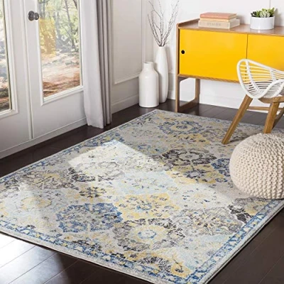 Imagen de Surya Sicily Alfombra, Polypropylene, Azul, Mostaza, Negro, 120x170cm