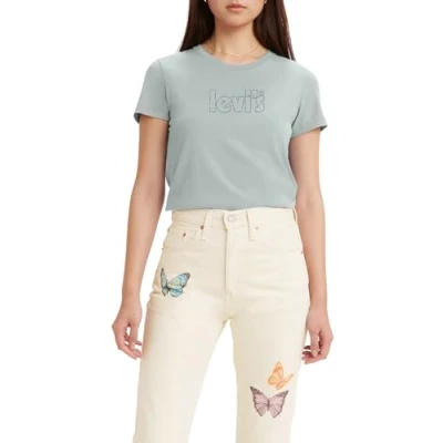 Imagen de Levi&#039;s The Perfect Tee Camiseta, Poster Logo Glitter Chalk Blue, XS Mujer