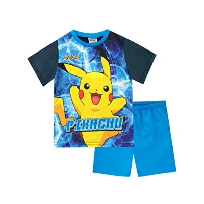 Imagen de Pokémon Pijama niño Corta Pikachu Pijamas Verano Azul 9 10 Años