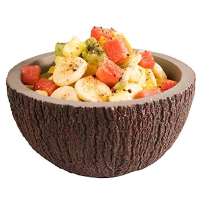 Imagen de APS 30020 bol Coconut, de coco, Ø 18 cm, H: 9,5 para cereales, ensalada, sopera, hormigón con parte inferior que protege los muebles, marrón, gris, 1 litro