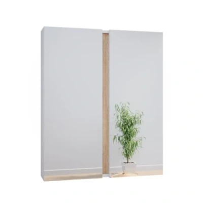 Imagen de Vicco Armario con Espejo para baño Gloria, Blanco/Sonoma, 70.4 x 84 cm 2 Puertas