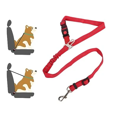 Imagen de Lollanda cinturón de seguridad para perros coche, asientos coche con tiras reflectantes y cuerdas amortiguadoras, ajustable grandes medianos