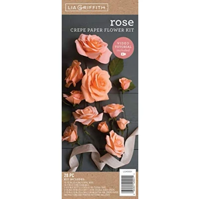 Imagen de Crepe Flower Kit Rose Rose, Papel, Colores Variados, 32 cm