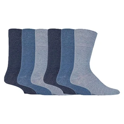 Imagen de Gentle Grip para hombre, 6 pares de calcetines diabéticos con miel peine parte superior y mano ligado dedos costuras 11 REINO UNIDO 39 45 EUROS, Blue, Large