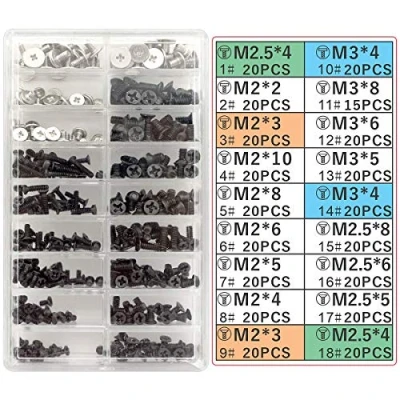 Imagen de Akuoly Juego de Tornillos para Ordenador portátil Universal y Disco Duro M.2 SSD, M2 M3 M2.5, 355 piezas