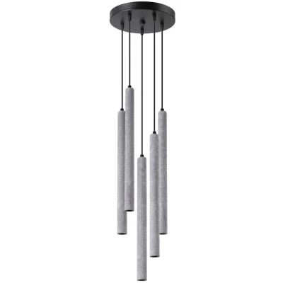 Imagen de SOLLUX lighting PASTELO 5P Lámpara colgante de 5 bombillas hormigón para mesa comedor Casquillo G9 Bombilla no incluida lámparas colgantes y 25x25x110cm