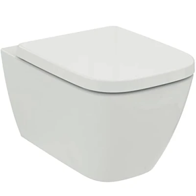 Imagen de Ideal Standard i.life B T542101 inodoro de pared sin borde (RimLS+) con asiento Wrapover, cierre suave, color blanco