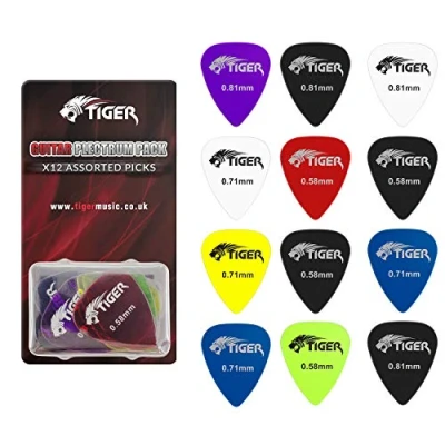 Imagen de Tiger GAC65 12 Set de púas para guitarra, transparente, Multicolor (Gel)
