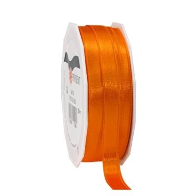 Imagen de C.E. PATTBERG PRÄSENT cinta regalo satén color naranja, 25 m de raso para envolver regalos, 10 mm ancho, decoración y manualidades, decorativa versátil
