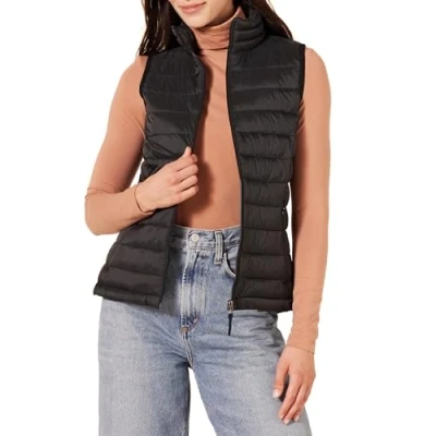 Imagen de Amazon Essentials Chaleco Plumífero Plegable y Ligero, Resistente al Agua Mujer, Negro, XS