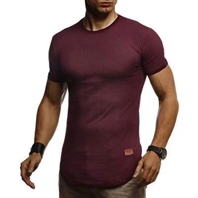 Imagen de Leif Nelson Camiseta para Hombre con Cuello Redondo LN 8294 Borgoña X Large