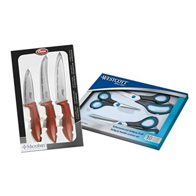 Imagen de Westcott Easy Grip Pack con juego tijeras y cuchillo de cocina