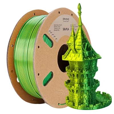 Imagen de filamento PLA ERYONE de dos tonos 1,75 mm, para impresora 3D, carrete 1 kg +/ 0,02 amarillo seda y verde