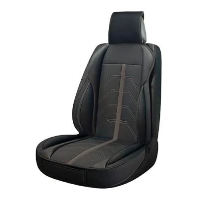 Imagen de SUMEX Respaldo de Asiento para Coche Modelo Potenza Color Negro y Gris Funda Deportiva Universal Impermeable Piel Sintetica