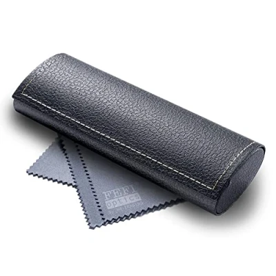 Imagen de FEFI Funda rígida clásica para gafas con aspecto de piel, Negro , Talla única