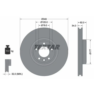 Imagen de TEXTAR 92307605 Disco de freno LAND ROVER: Range Rover Sport, 4, Discovery 5