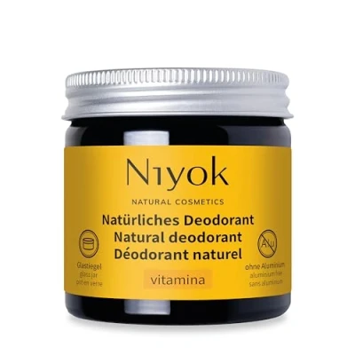 Imagen de Niyok® Desodorante 2 en 1 antitranspirante &quot;Vitamina&quot; (40 ml) natural sin aluminio Protección 24 horas contra el olor y sudor Crema para hombre mujer