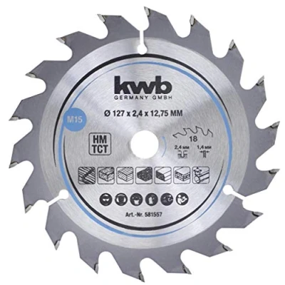 Imagen de kwb 581557 Hoja de sierra circular para madera y dura, Cleancut, 127 x 12.75 mm