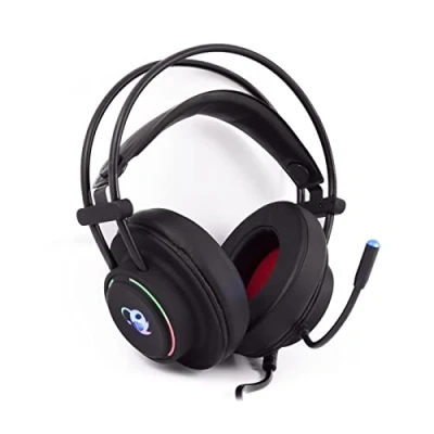 Imagen de CoolBox DeepLighting Cascos Gaming pc con microfono omnidireccional e iluminación LED, Control de Volumen, compatibles pc, PS4 y Xbox One (Incluye Adaptador), Ajustable