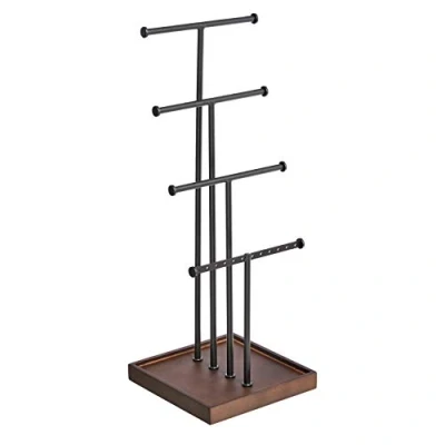 Imagen de Amazon Basics Irregular Joyero de cuatro pisos con forma árbol, nogal/negro