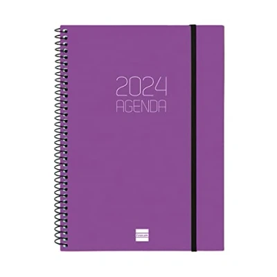 Imagen de Finocam Agenda 2024 Espiral Opaque 1 Día Página Enero Diciembre (12 meses) Morado Internacional