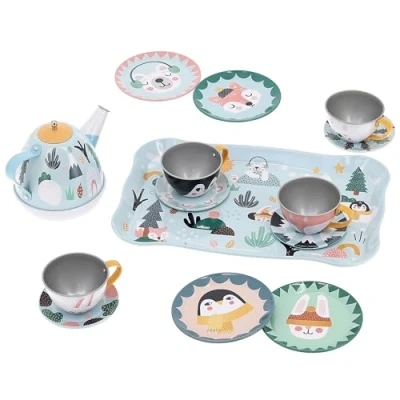 Imagen de Vilac simulación, Metálico, Juego de té Musical Islandia, 14 pc Metal Tea Set