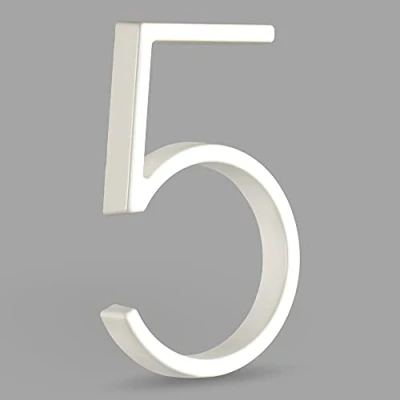 Imagen de HASWARE Número De Casa Flotante: 5 Pulgadas (12cm) Números Puertas Modernos SeñAlizacióN Para La Oficina Correos Calle (5, Blanco)