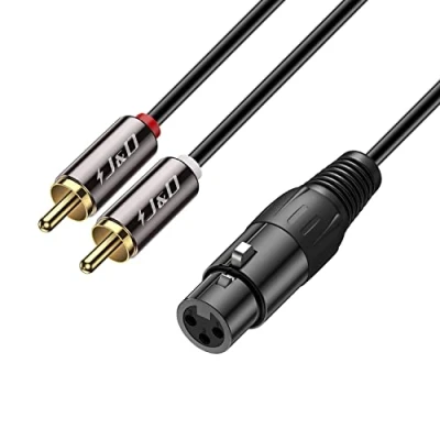 Imagen de J&amp;D Cable Divisor de Doble RCA Macho a XLR Hembra, Desequilibrado 2 1 Duplicador Adaptador en Y para Altavoz Condensador Mic Mixer AMP, 2,7 Meter