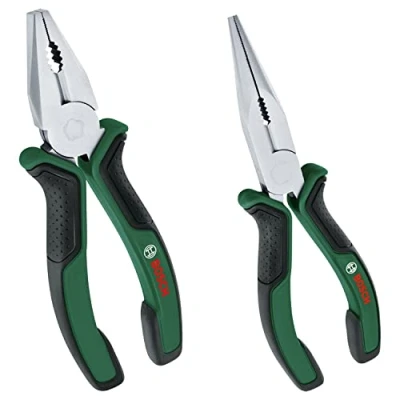 Imagen de Bosch Home and Garden Juego de Alicates, 2 Piezas, Combinado Óptima Calidad, Duradero y Precisión Punta Larga para un Potente Trabajo Multitarea, Ergonómicos