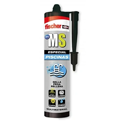 Imagen de fischer sellador, adhesivo polímero silicona blanca MS Piscinas para fugas, grietas, fisuras piscina, resistente al agua, Color Blanco (290ml)