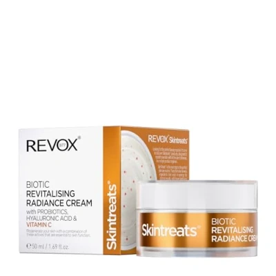 Imagen de REVOX B77 Skintreats Biotic Revitalising Radiance Cream, 50 ml, Crema Iluminadora Facial, Revitalizante y Nutritiva, Mejora la Textura de Piel, Potencia Luminosidad e Hidratación