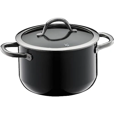 Imagen de WMF Fusiontec Inspire Olla grande (20 cm, tapa de cristal, 3,7 L, cerámica alta tecnología, resistente a los arañazos, sin revestimiento), color negro