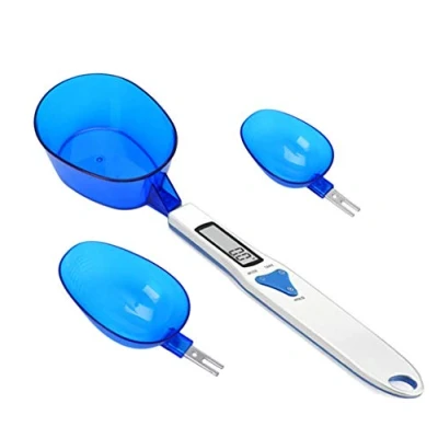 Imagen de Mengshen Bascula cocina alimentos digital con 3 cucharas medidoras Pesaje y líquido seco Ingrediente Leche Té Harina Medicina Escala de miligramos pantalla LCD portátil 1.1 lb / 500 g (0.1 g)