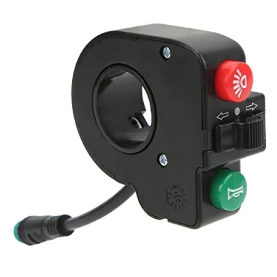Imagen de interruptor de manillar scooter, conector impermeable 5 pines, patrón bocina verde, claxon, luz roja para M4 PRO scooter eléctrico 10 pulgadas KUGOO