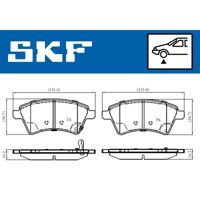 Imagen de SKF VKBP 80185 A Juego de pastillas freno con avisador acústico desgaste SUZUKI: SX4 I Hatchback
