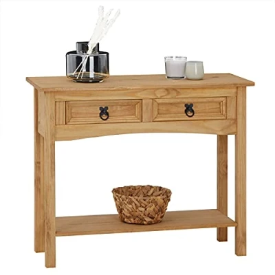 Imagen de CARO Möbel Mesa consola Salsa de estilo México, pino macizo teñido, encerado, con 3 cajones, 1 estante