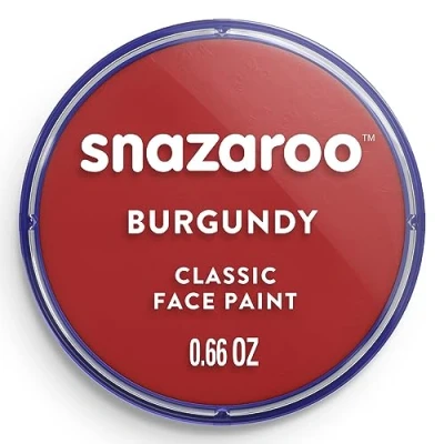 Imagen de Snazaroo Pintura facial y corporal, 18 ml, color burdeos, profesional a base de agua, pastilla aquacolor individual para adultos, niños efectos especiales