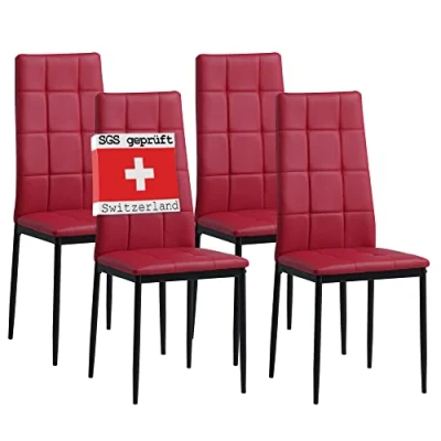 Imagen de Albatros Silla de Comedor Rimini, Set 4, Rojo, SGS Probado