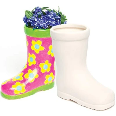 Imagen de Baker Ross AG273 Wellington Boot macetas cerámica (paquete 2) que los coren