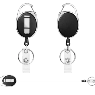 Imagen de Skythrive Llavero Retráctil con Clip, 2 Unidades Llaveros Retráctiles Extensibles Cordón de Nylon, para Tarjetas Identificación y Llaves, negro