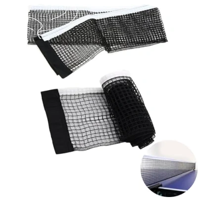 Imagen de Red de Ping Pong Poliéster Tenis Mesa Plegable Repuesto para Reemplazar Rota, Resistente Al Agua Y Duradera 2 Piezas (Negro)