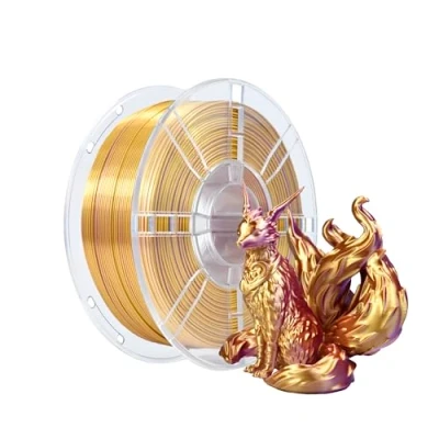 Imagen de iBOSS filamento de impresora 3D PLA, PLA 1,75 mm seda bicolor, impresión brillante coextrusión 1 kg (2,2 lbs), bicolor púrpura dorado