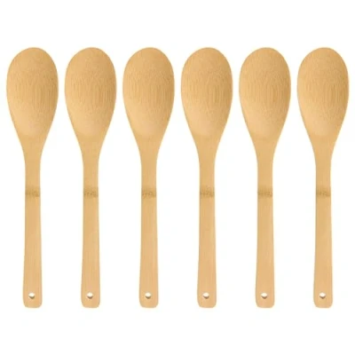 Imagen de Joeji&#039;s Kitchen Juego de 6 cucharas madera bambú Kit cuchara utensilios cocina resistentes elegantes y fáciles limpiar