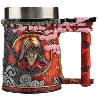 Imagen de Nemesis Now Assassin&#039;s Creed Shadows Jarra de resina, naranja, taza cerveza oficial Creed, inserto acero inoxidable extraíble, fundido en la mejor pintado a mano por