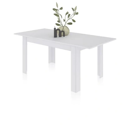 Imagen de duehome Mesa de Comedor Extensible, Rectangular, Modelo Danna, Acabado en Blanco Artik, Medidas: 140 190 cm (Largo) x 90 (Ancho) 78 (Alto)