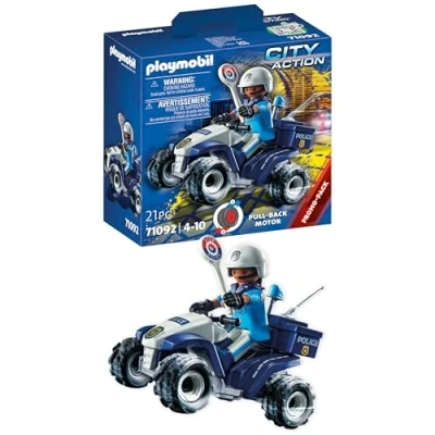 Imagen de PLAYMOBIL City Action 71092 Policía Speed Quad, con Motor de Arrastre, Juguete para niños a Partir 4 años