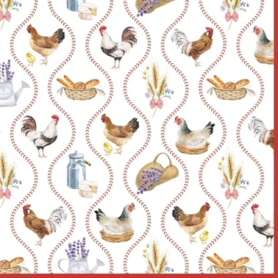 Imagen de servilletas de papel con diseño animales y símbolos la granja, 20 unidades, diseño. También para decoupage (33 x 33 cm)
